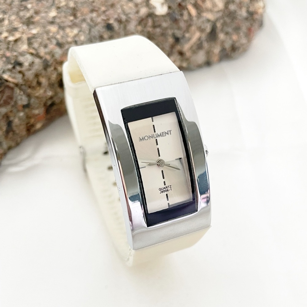 Monument white leather wristwatch for women